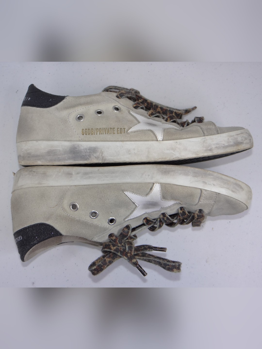 Golden Goose Suede Low-Top Sneakers With Silver Star And Black Heel